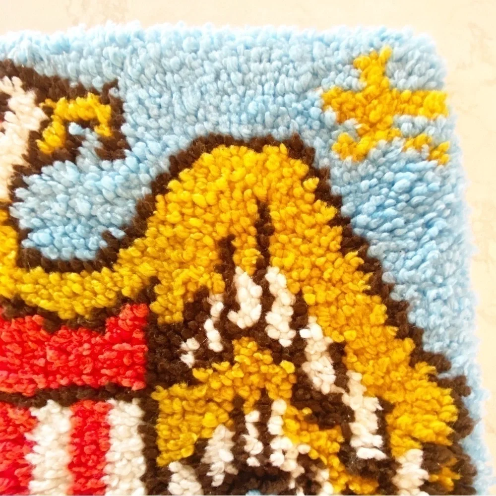 Vintage Latch Hook Small Rug Americana American Eagle 23” x 17”